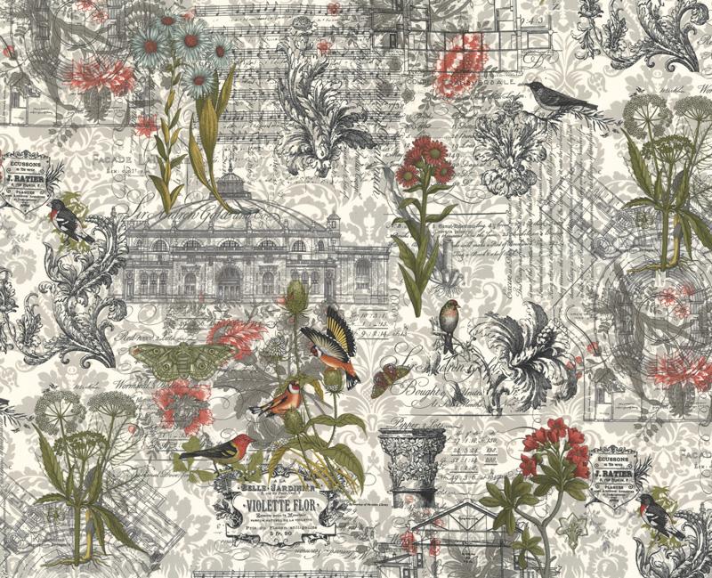3 Sisters Favorite Collages- Multi Memoirs: Sold by the 1/2 yard