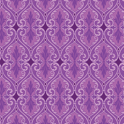 Circle of Butterflies- Dark Petal Damask Pearl: Sold By The 1/2 Yard