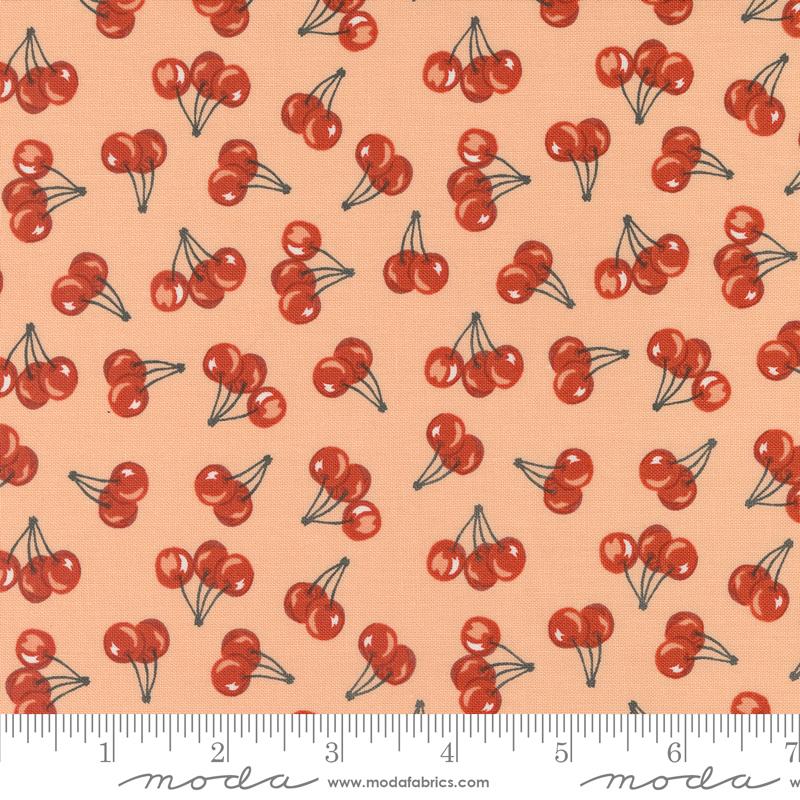 Farmstead- Light Coral Farm Fresh Cherries: Sold by the 1/2 Yard