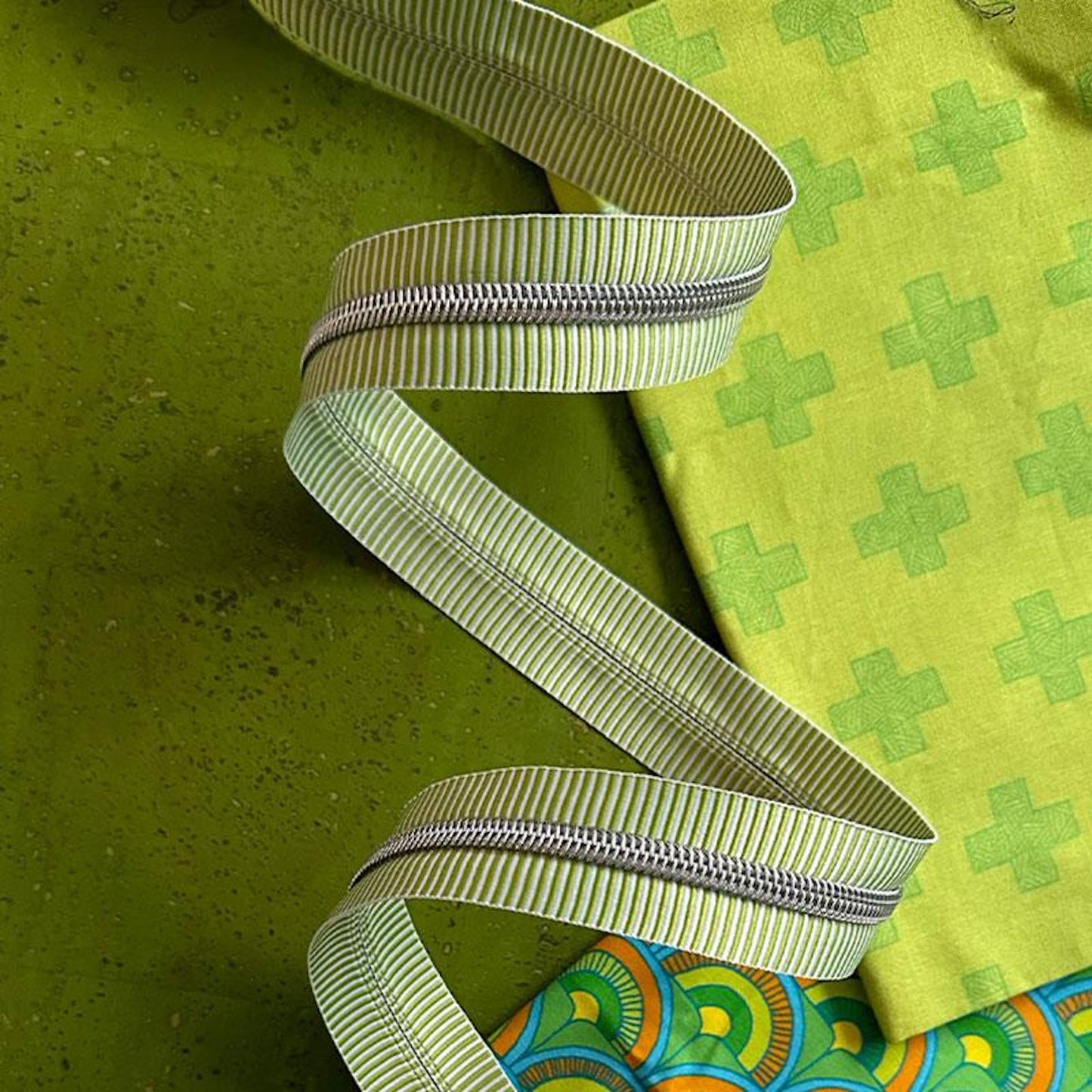 Zipper Tape- Lime Stripe, 3 yards