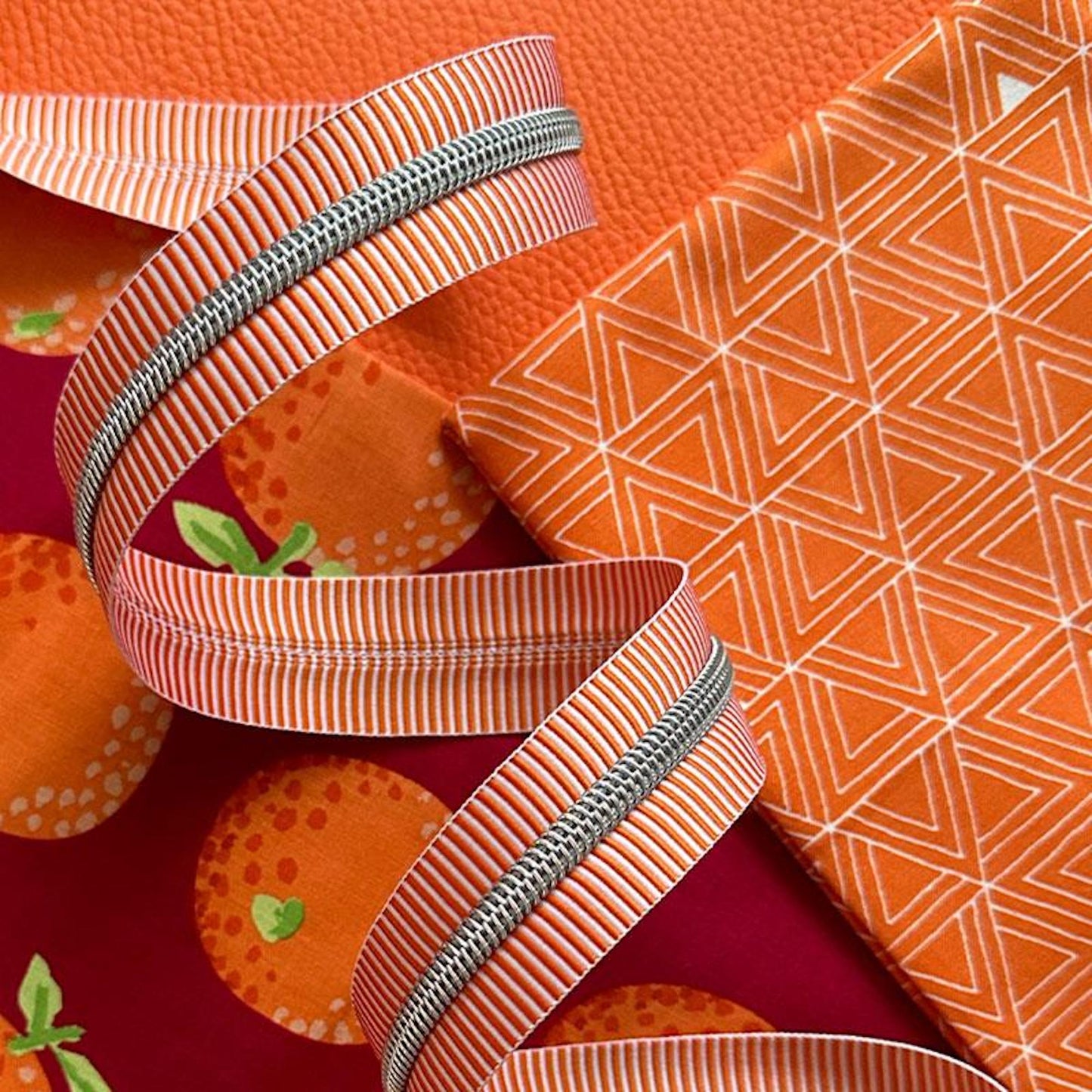 Zipper Tape- Orange Stripe, 3 yards