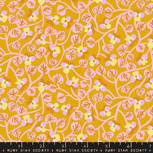 Bird is the Word- Goldenrod Pansy: Sold by the 1/2 yard