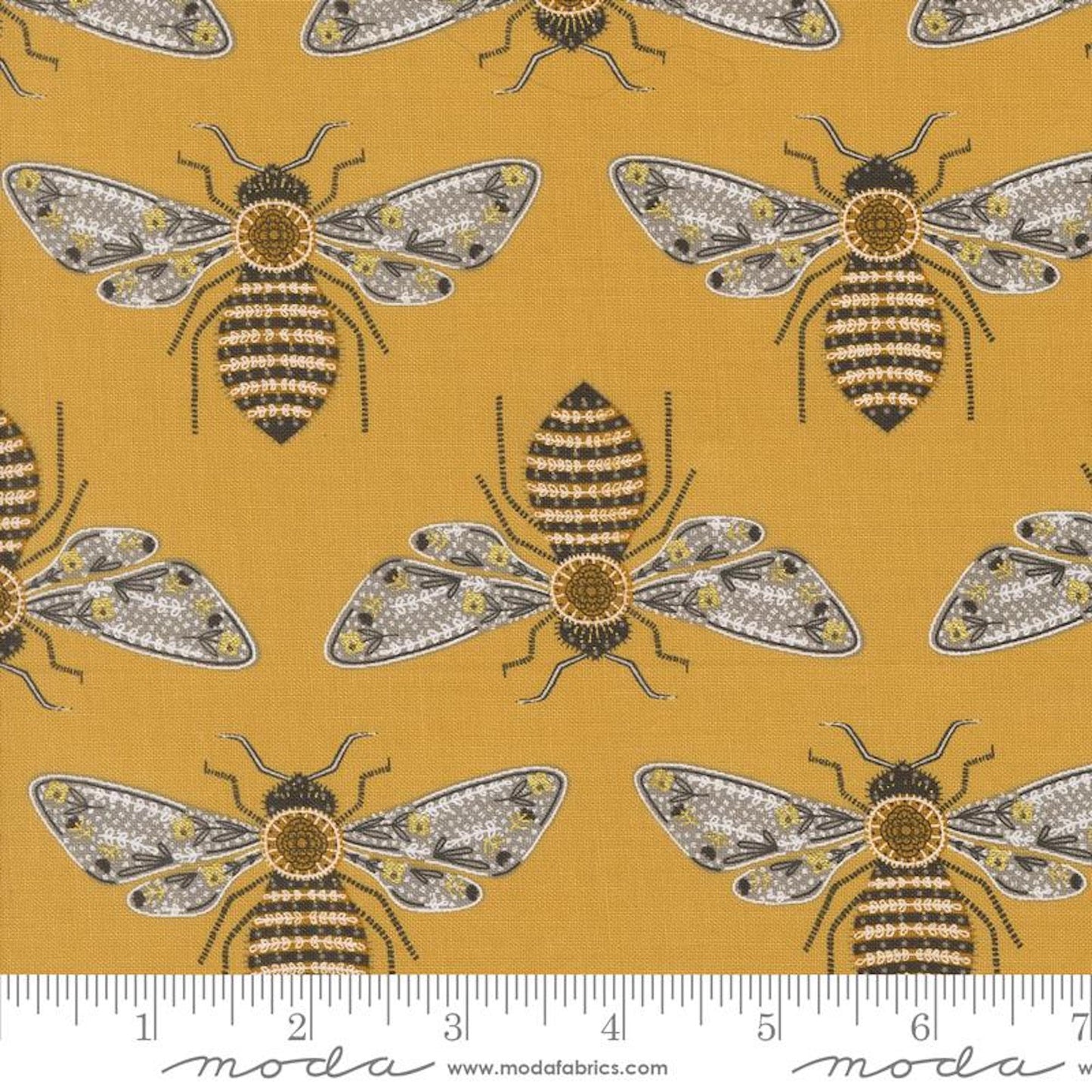 Bee Garden- Metallic Honey Bumblebee: Sold by the 1/2 Yard