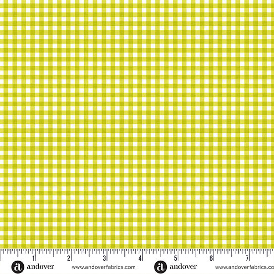 Ghostly Garden- Green Bitty Gingham: Sold by the 1/2 yard