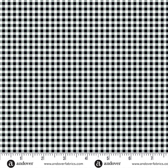 Ghostly Garden- Black Bitty Gingham: Sold by the 1/2 yard