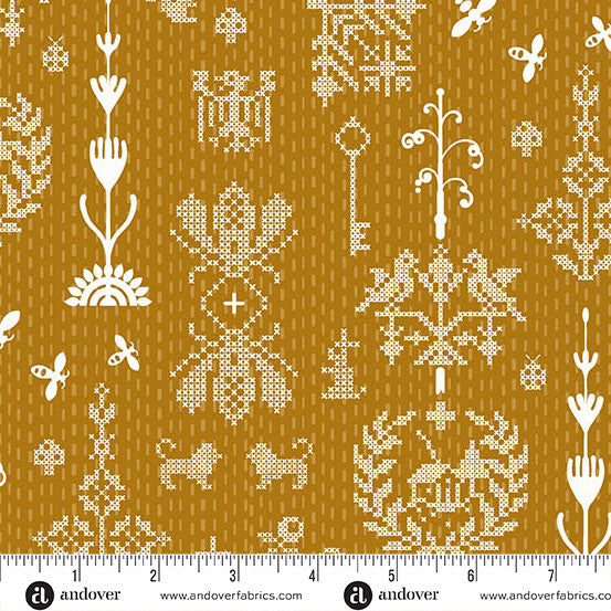 Jinny- Amber Redwork: Sold by the 1/2 yard