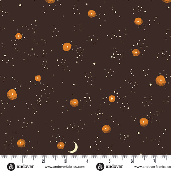 Nevermore-Black Galaxy with Moon: Sold By The 1/2 Yard.