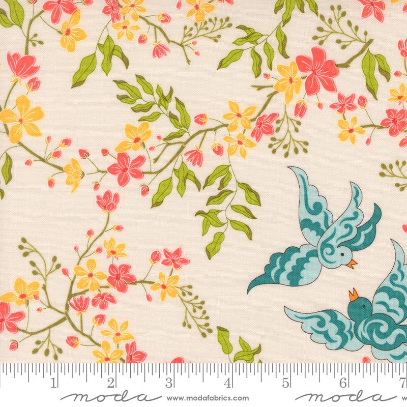 Legendary Love- Porcelain Lovebirds: Sold by the 1/2 yard
