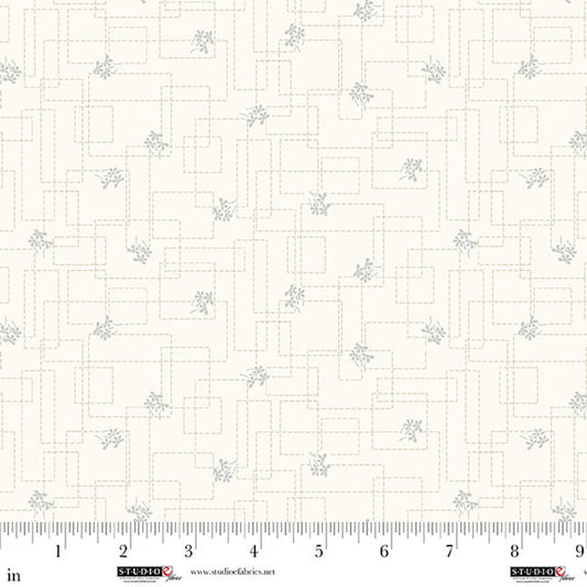 Field of Seams Bittersweet- Steamed Milk Stitch: Sold By The 1/2 Yard
