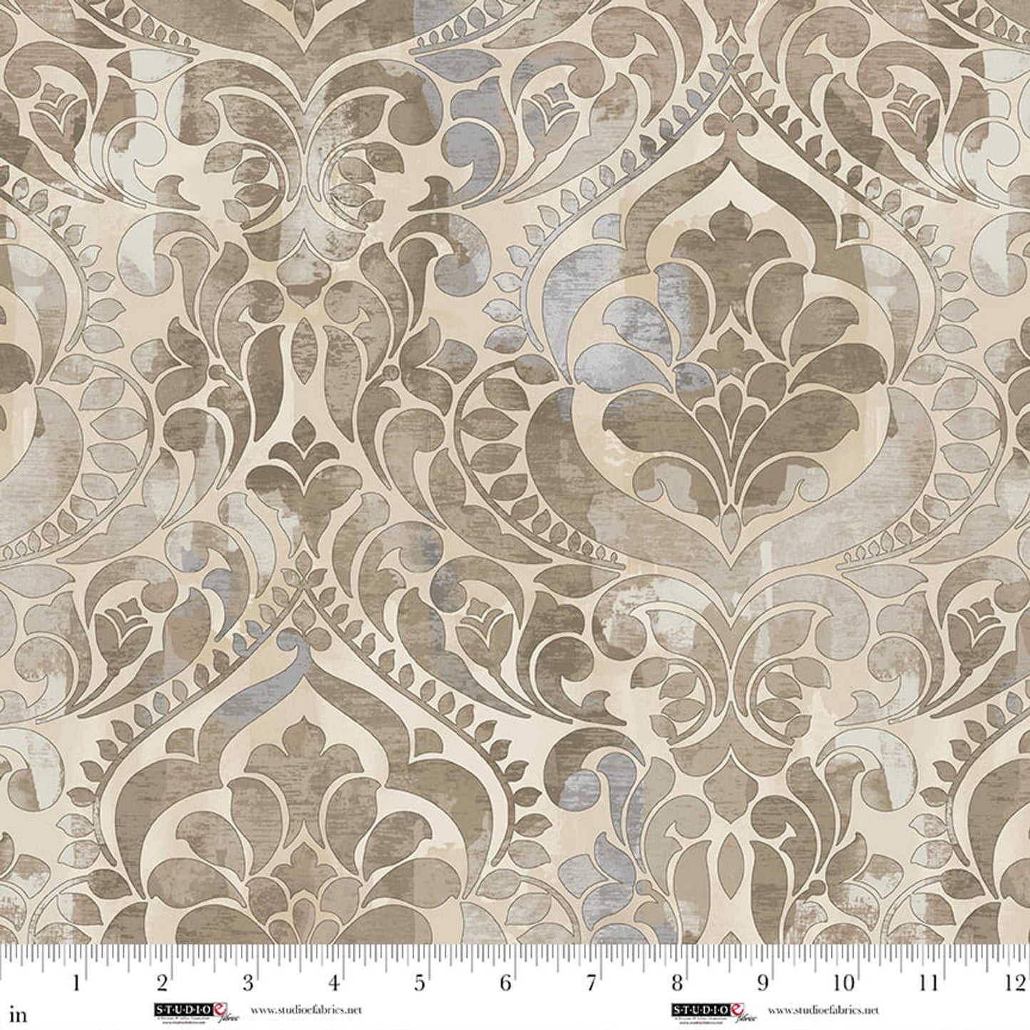Field of Seams Bittersweet- Mocha Damask: Sold By The 1/2 Yard