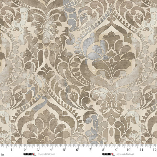 Field of Seams Bittersweet- Mocha Damask: Sold By The 1/2 Yard