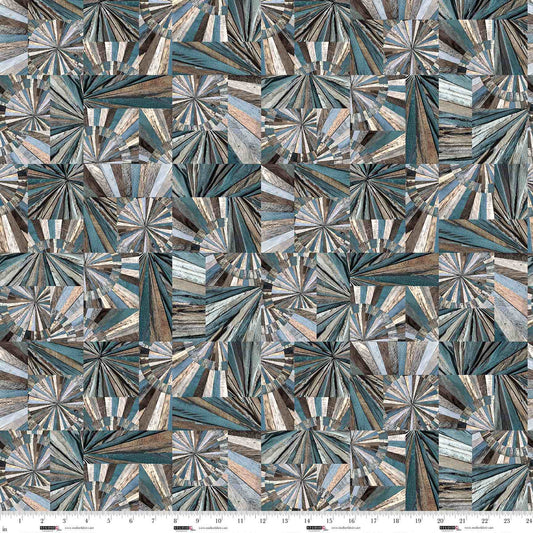 Out of the Woodwork- Slate Wood Burst: Sold By The 1/2 Yard