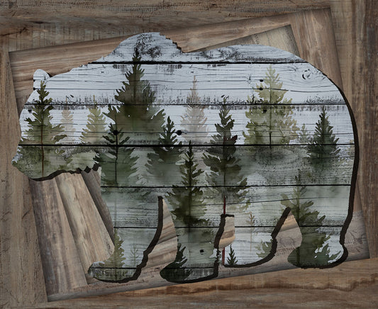 Out of the Woodwork- Slate 36" Bear Panel: Sold By The Panel