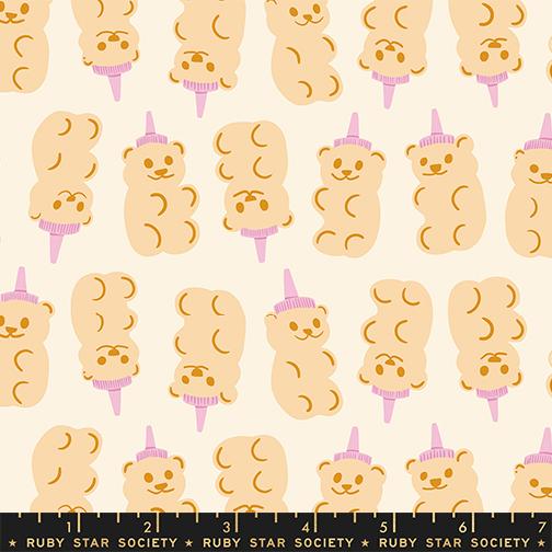 Egg and Friends- Natural Honey Bears: Sold by the 1/2 yard