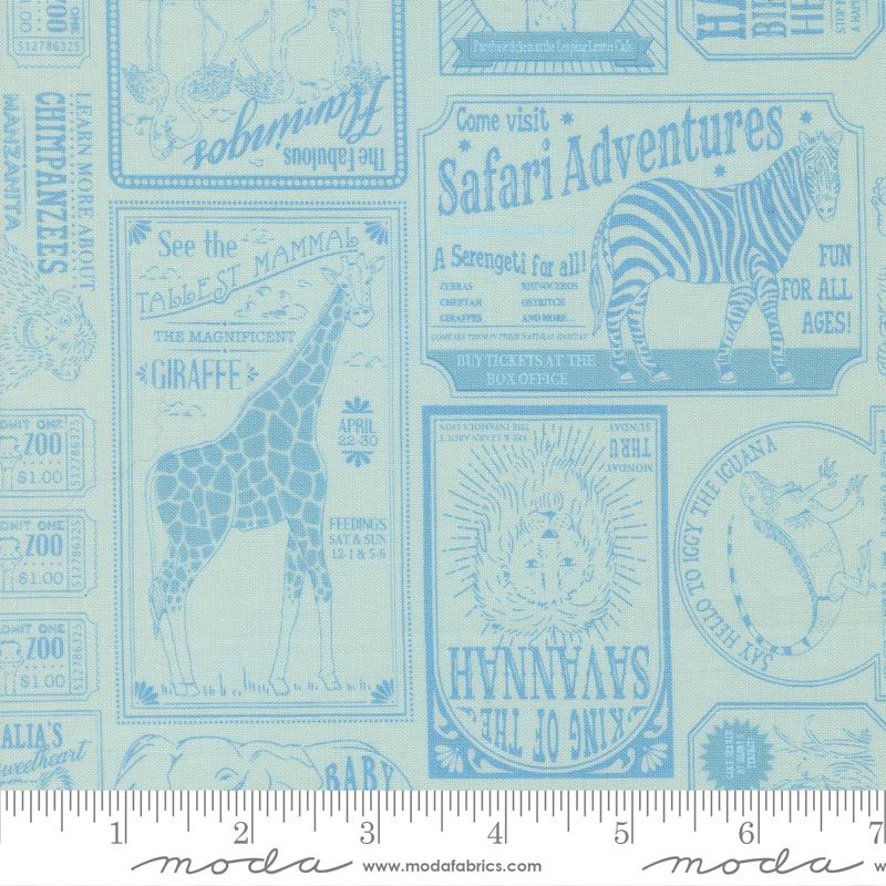 Animal Park Fun- Water Vintage Zoo Newspaper: Sold by the 1/2 yard