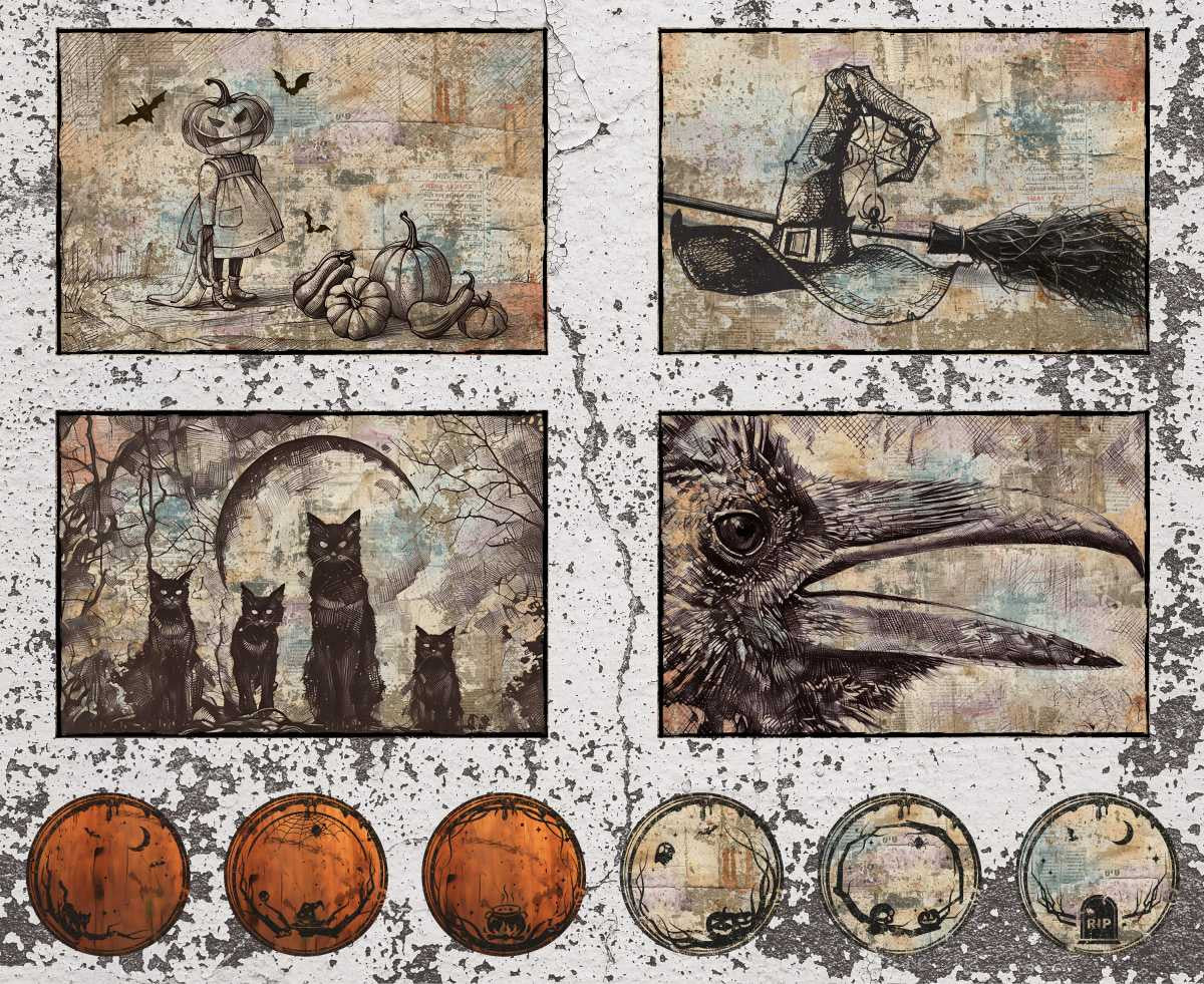 Scary Spice- Sepia Placemat Project 36" Panel: Sold By The Panel