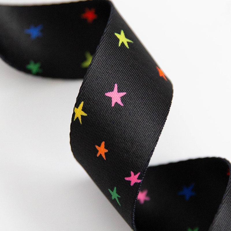 Starry- Vivid Black Webbing 1.5": Sold By the Yard