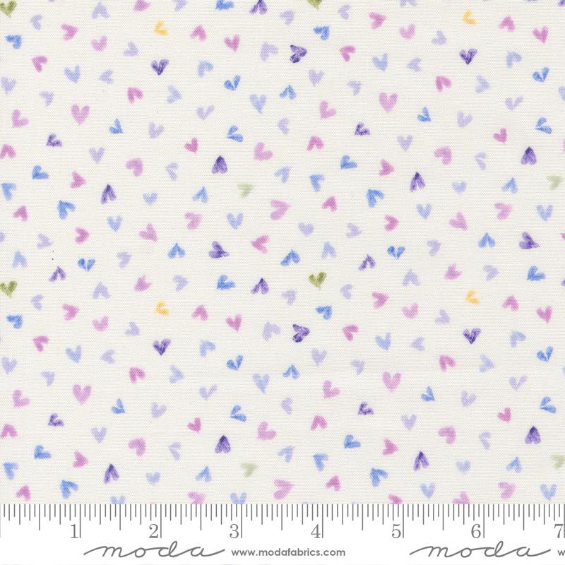 Delphinium- Snowdrop Light Hearts: Sold by the 1/2 yard
