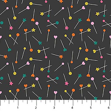 Bits and Bobs- Black Pins: Sold by the 1/2 yard