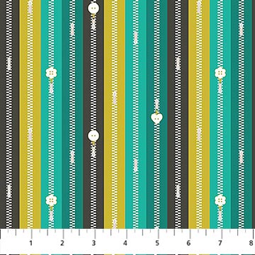 Bits and Bobs- Teal Zippers: Sold by the 1/2 yard