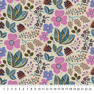 Camouflage- Cream Wild Bouquet: Sold By The 1/2 yard