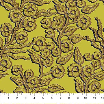 Camouflage- Lemon Leopard Blossoms: Sold By The 1/2 yard
