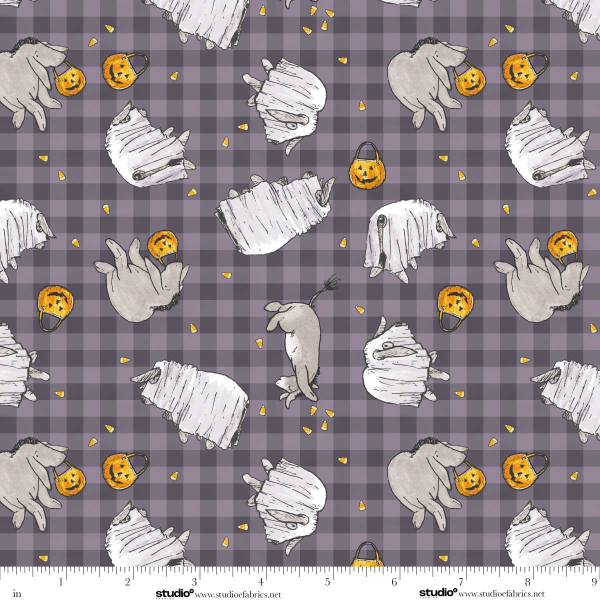 Haunted Acre Wood- Purple Ghosts: Sold by the 1/2 yard