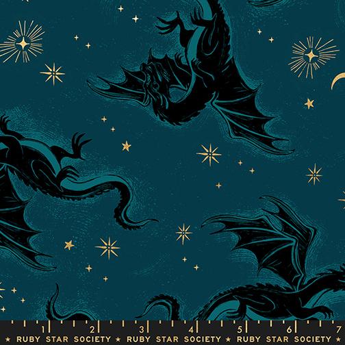 Fireglow- Galaxy Metallic Etched Dragons: Sold by the 1/2 yard
