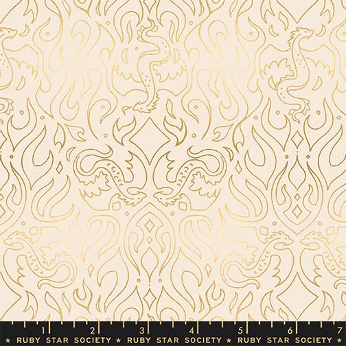 Fireglow- Shell Metallic Scribe: Sold by the 1/2 yard
