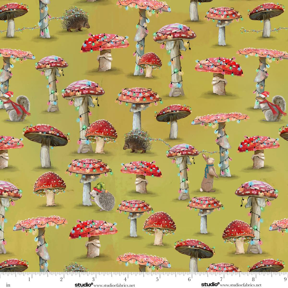 Holly Woods- Citrus Mushroom Trees: Sold by the 1/2 yard