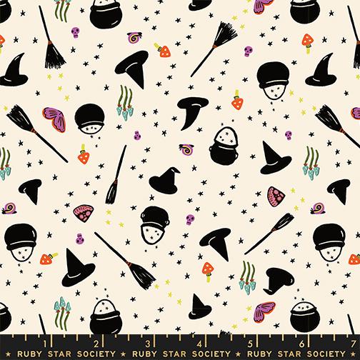 Freaky Familiar- Natural Witchy Women: Sold by the 1/2 Yard