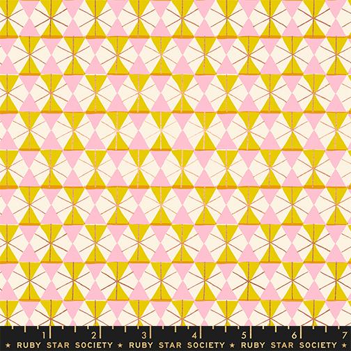 Merry Happy- Metallic Golden Hour Happy Hexie: Sold by the 1/2 yard
