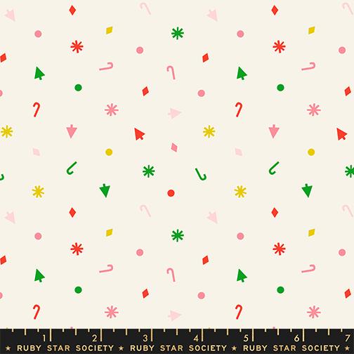 Merry Happy- Multi Christmas Confetti: Sold by the 1/2 yard