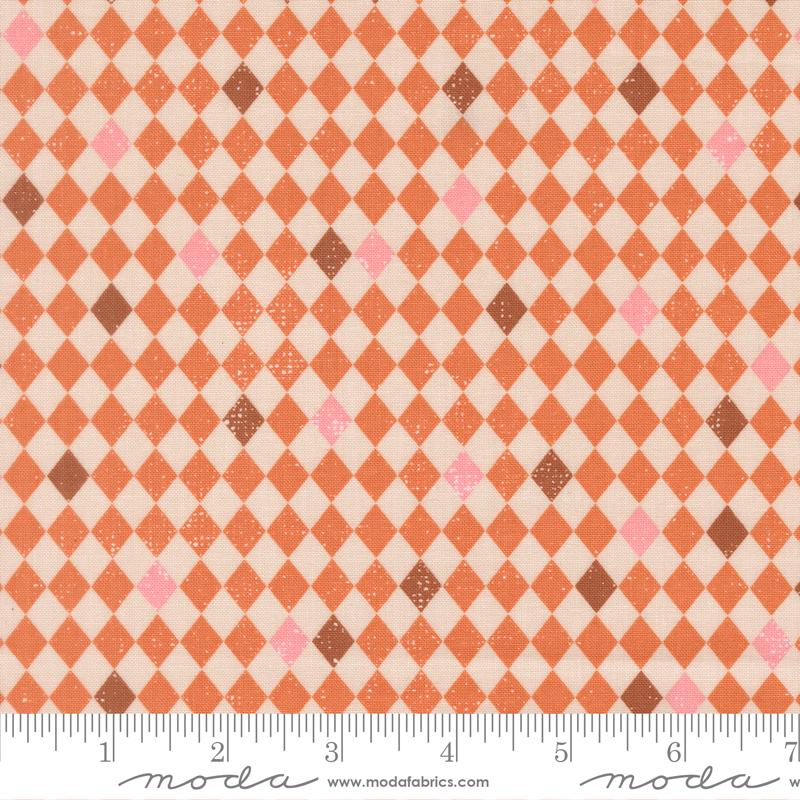 Purrs and Boos- Pumpkin Harlequin Diamonds: Sold By The 1/2 Yard