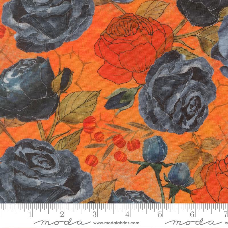 Coven- Pumpkin Coven Rose: Sold by the 1/2 yard