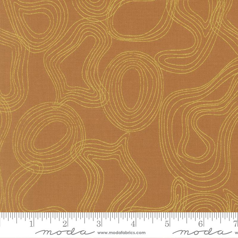Sunlit Ruins- Toast Shadow Grove Metallic: Sold By The 1/2 Yard