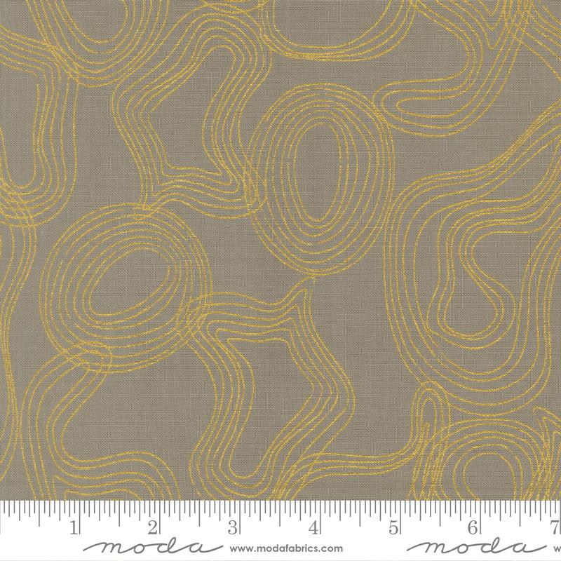Sunlit Ruins- Silver Shadow Grove Metallic: Sold By The 1/2 Yard