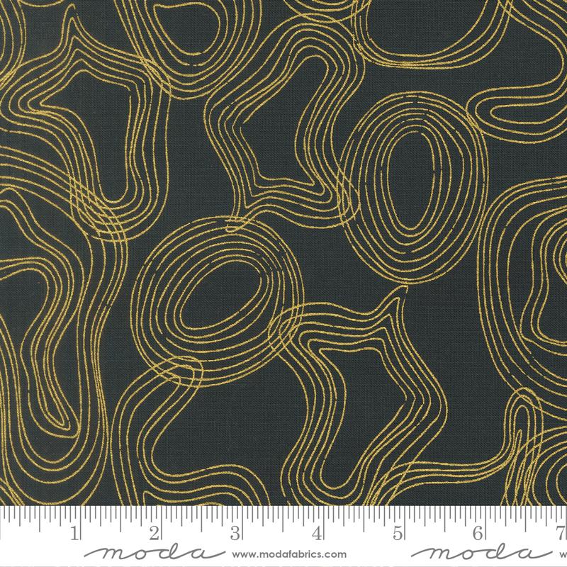 Sunlit Ruins- Nightfall Shadow Grove Metallic: Sold By The 1/2 Yard