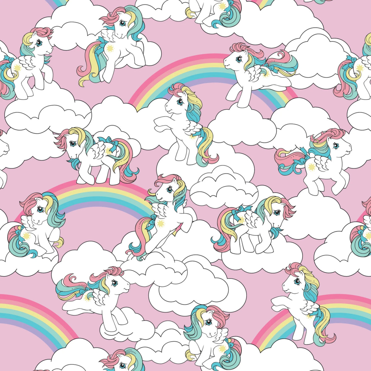 My Little Pony Retro- Pink Starshine in the Clouds: Sold by the 1/2 yard.