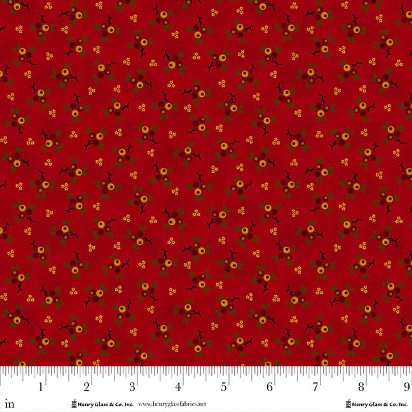 Baubles & Balsam- Cranberry Hollyberry Sprigs: Sold by the 1/2 yard