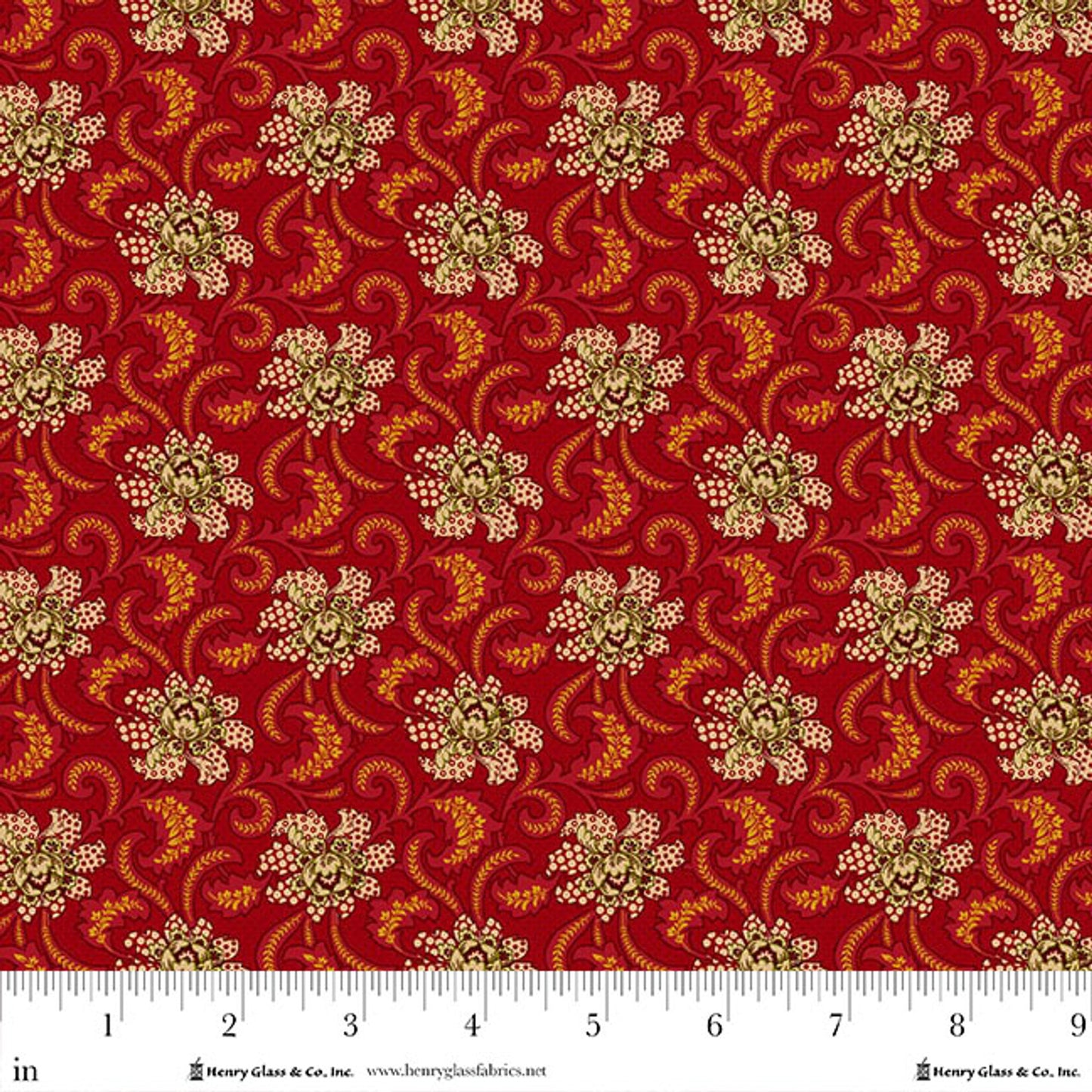 Baubles & Balsam- Cranberry Holiday Foulard: Sold by the 1/2 yard