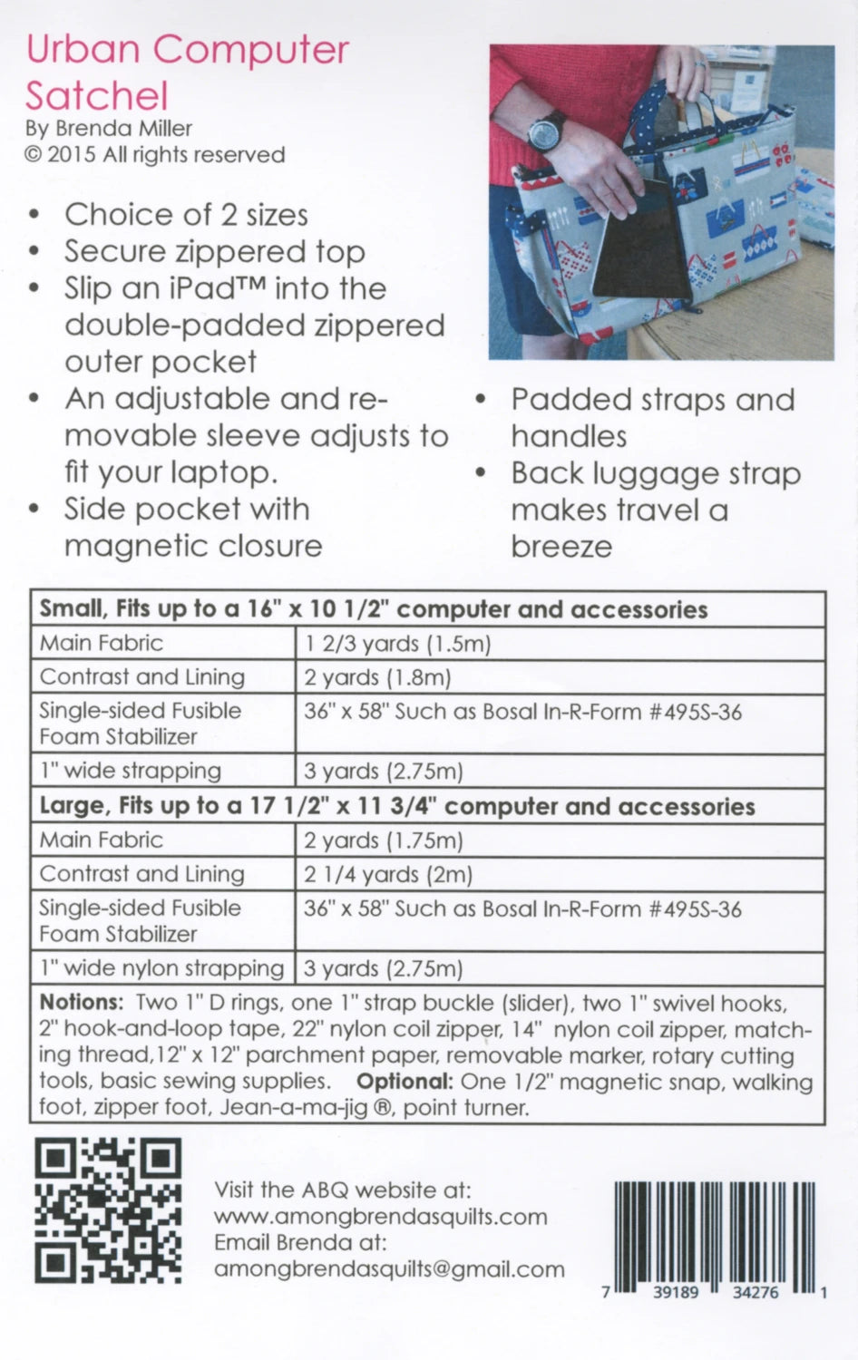 Urban Computer Satchel and Padded Sleeve Pattern