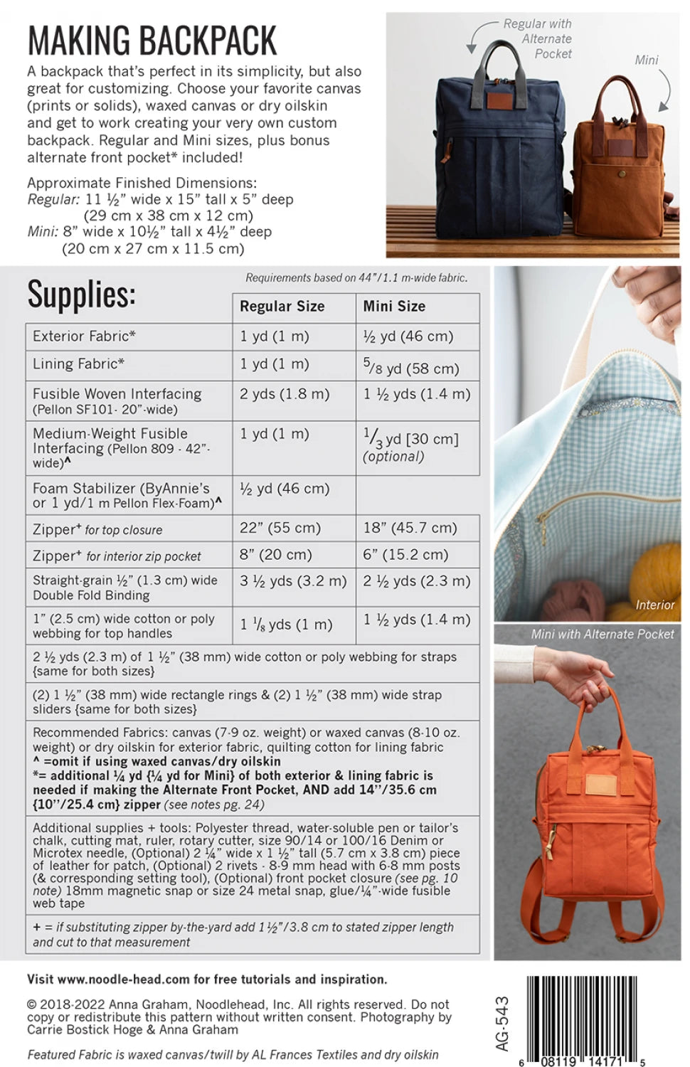 Making Backpack Pattern