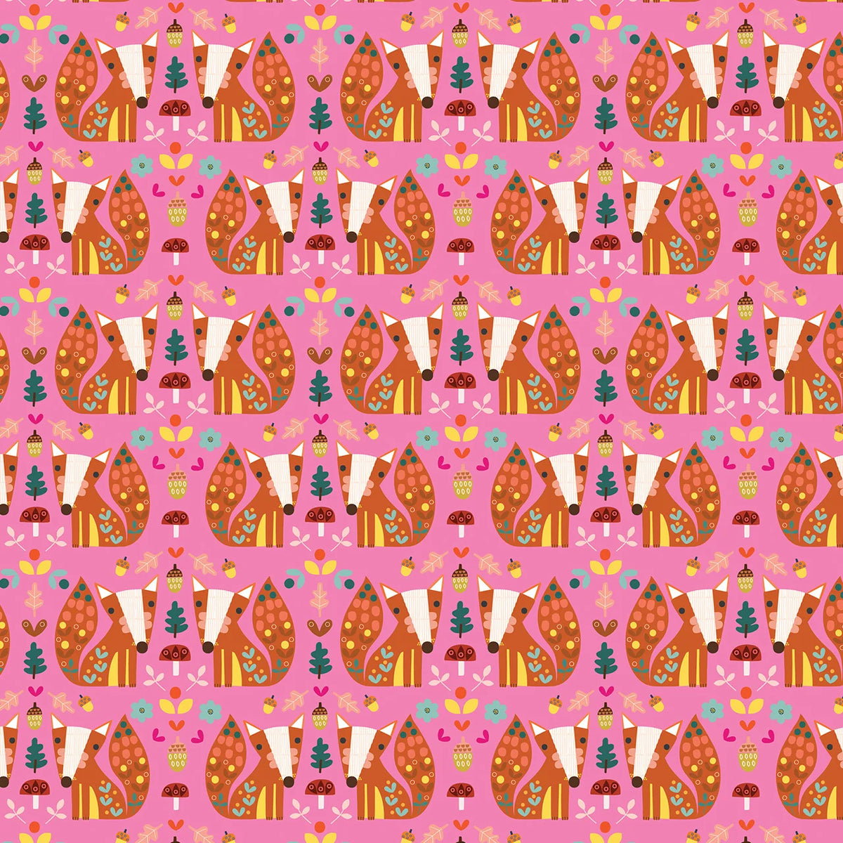 Amberwood- Pink Fancy Fox: Sold by the 1/2 yard