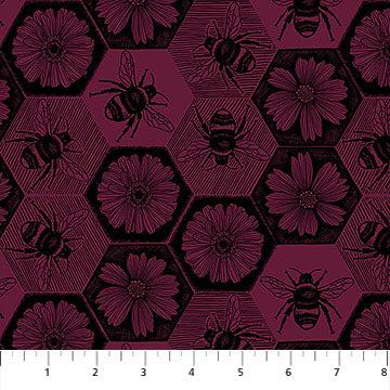 Indelible Ink- Mulberry Busy: Sold by the 1/2 yard