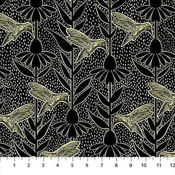 Indelible Ink- Black Humming: Sold by the 1/2 yard