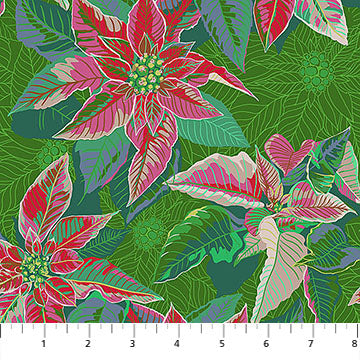 Cozy Christmas- Housewarming Poinsettia: Sold by the 1/2 yard