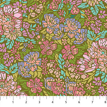 Rhapsody- Avocado Mosaic: Sold by the 1/2 yard