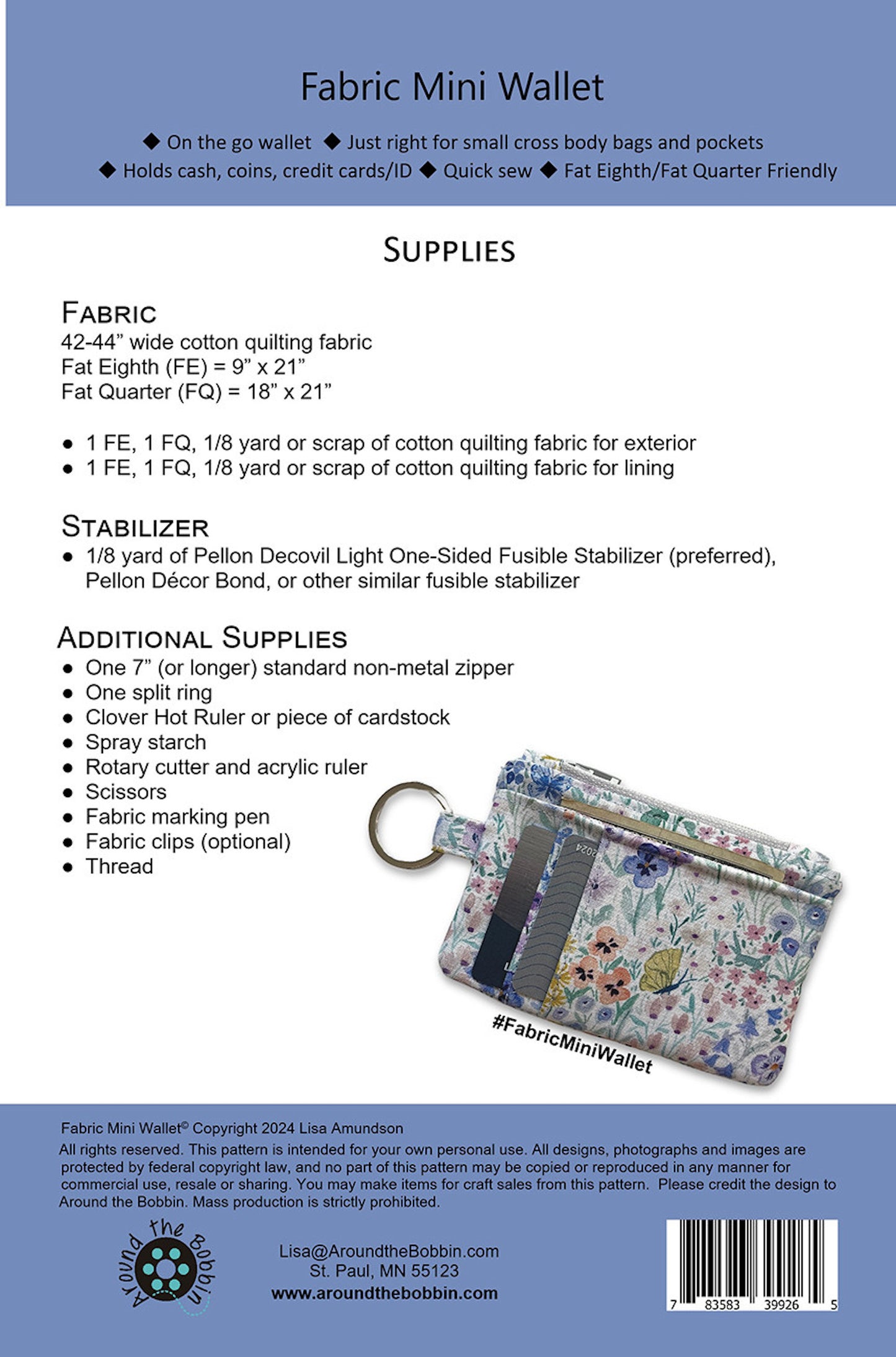 Fabric Mini Wallet Pattern