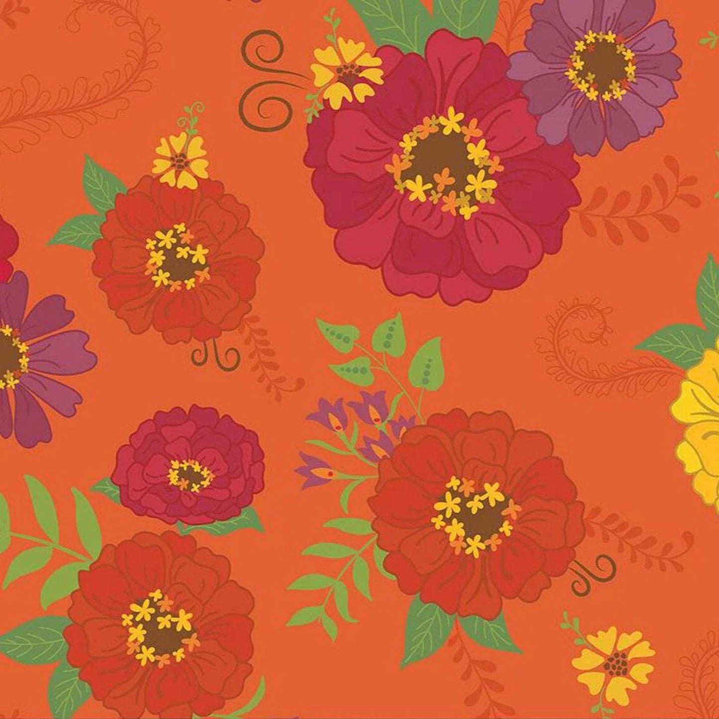 Autumn Afternoon- Orange Main, 108" Wide Back: 3 Yard Cut